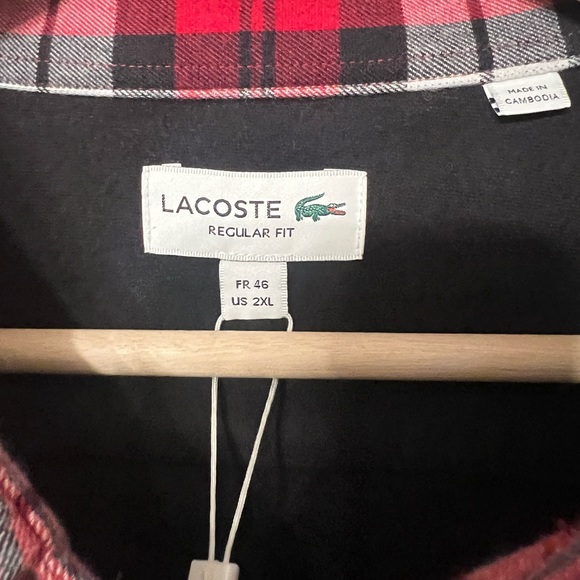 Lacoste Regular Fit Checkered Thick Flannel Overshirt MENS New with tags. - Picture 6 of 8